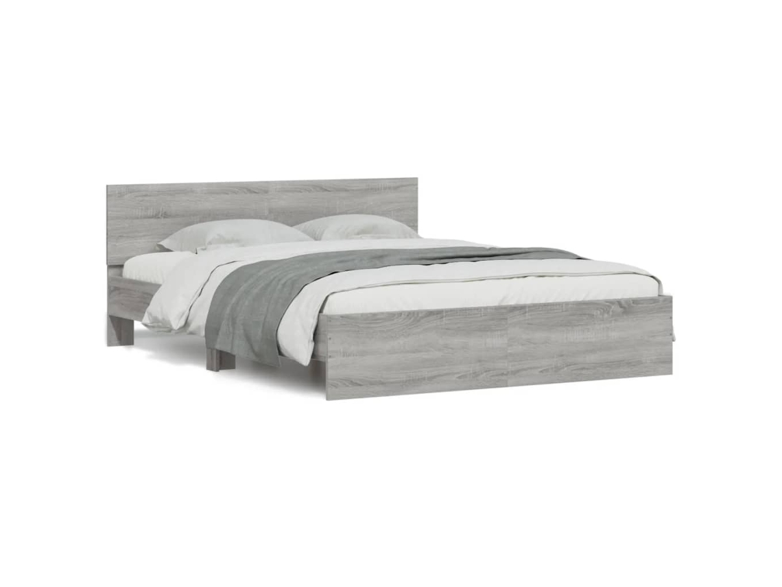 Estrutura de Cama com Cabeceira Cinzento Sonoma MAISON EXCLUSIVE (140x190 cm)