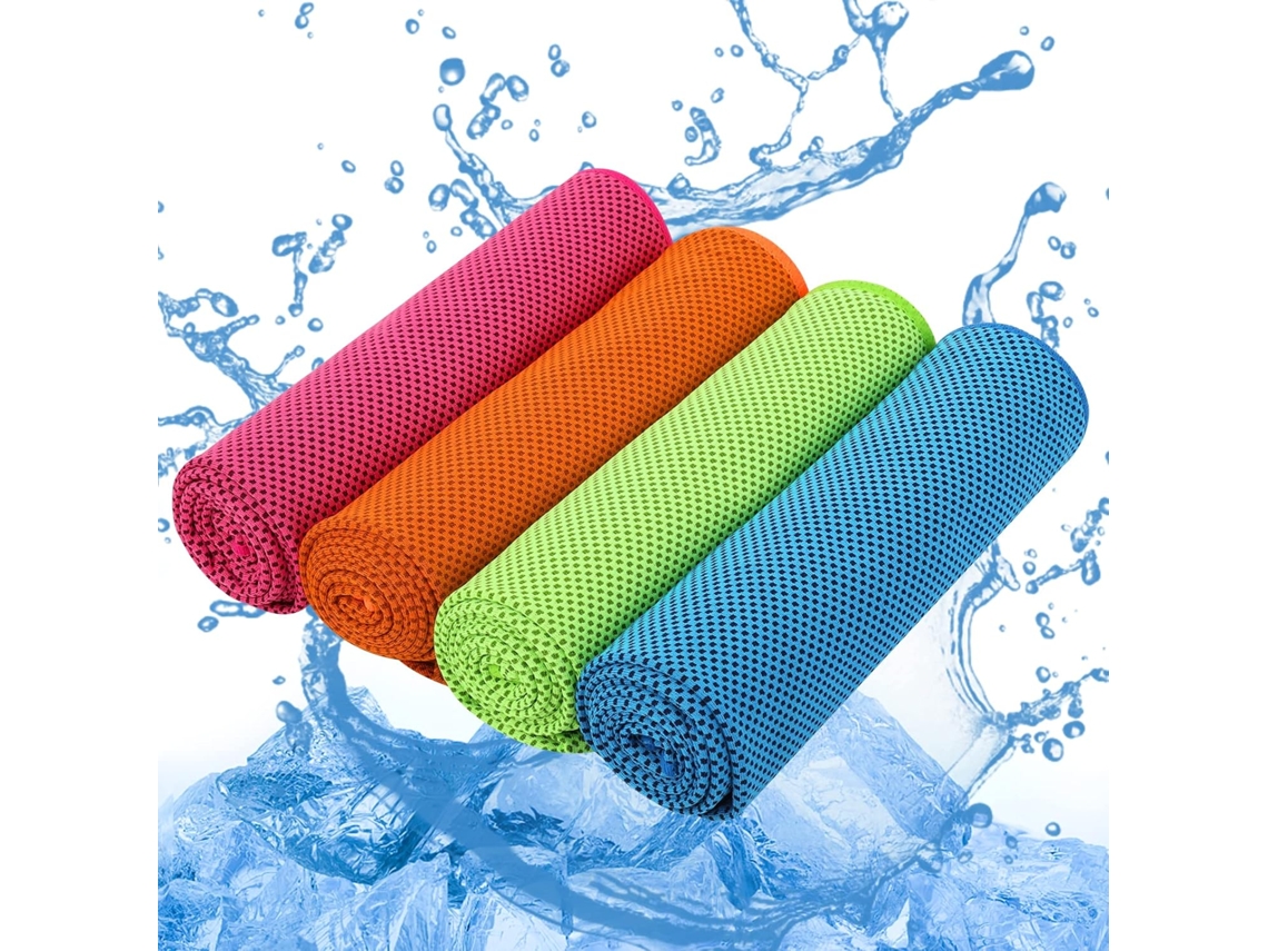 Conjunto de 4 Toalhas Refrescantes 100x30cm, Esportivas, Refrescante, Su AQUAFORGE