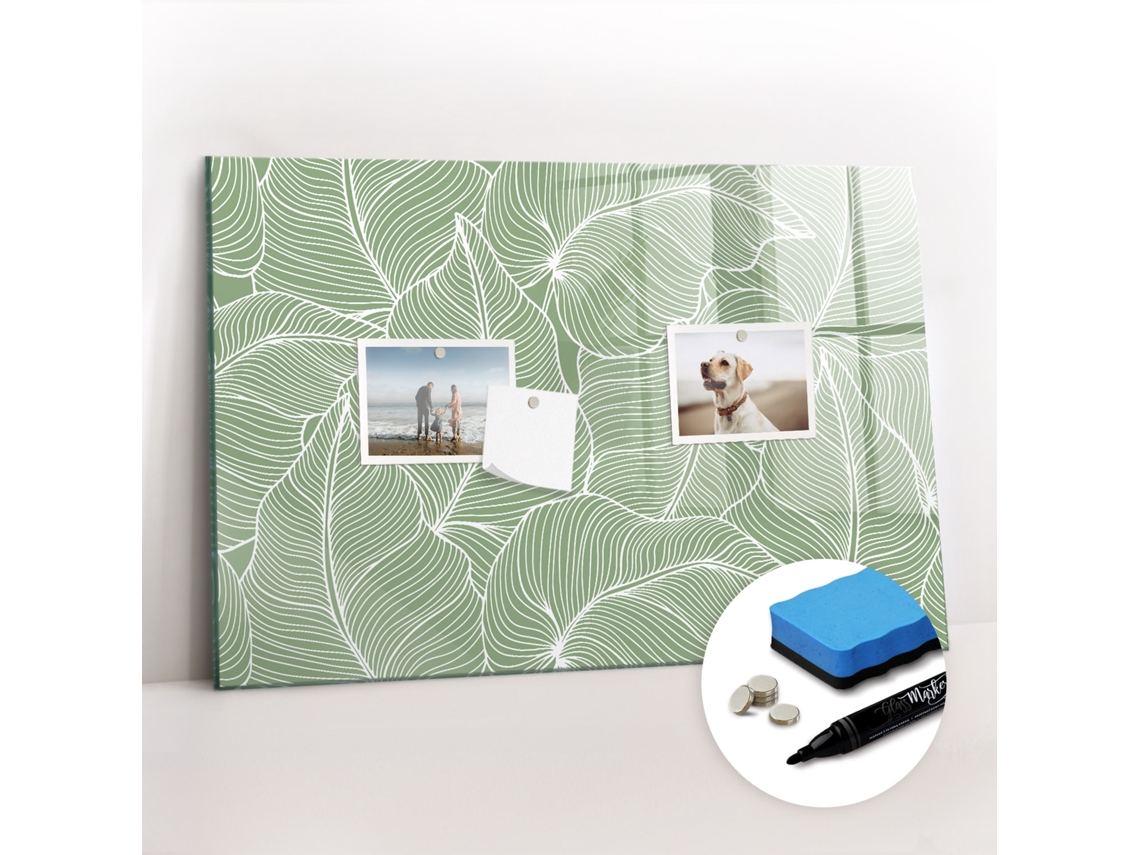 Quadro De Vidro Magnético Padrão De Folhas Da Natureza Para O Corredor Espelharte (60x40 Cm)