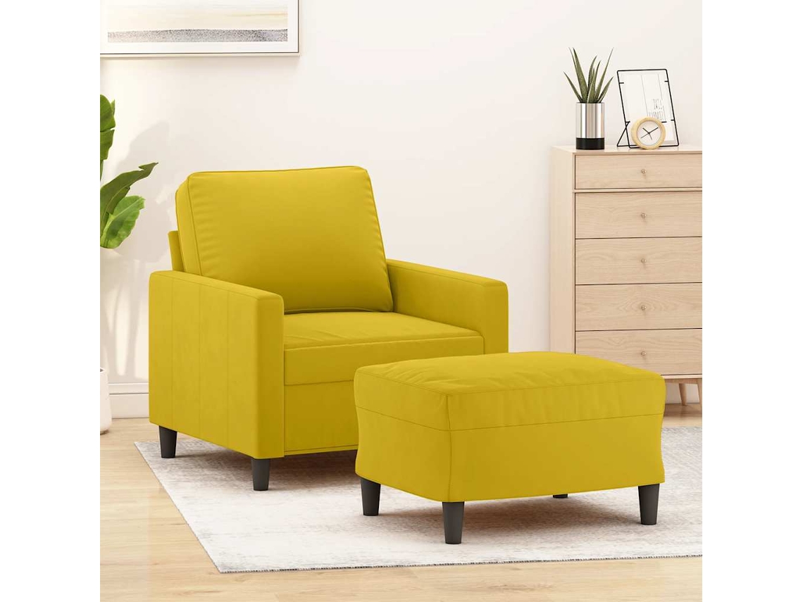 Vidaxl Poltrona Com Apoio De Pés 60 Cm Veludo Amarelo