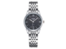 Reloj De Pareja Nary Impermeable Dial Números Romanos Correa Acero Inoxidable Mujer Negro Blanco