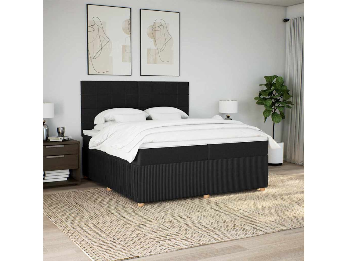 Vidaxl Cama Com Molas/colchão 200x200 Cm Tecido Preto