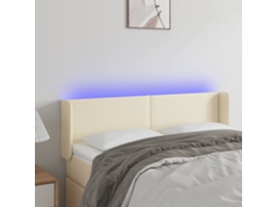Vidaxl Cabeceira De Cama C/ Led 147x16x78/88 Cm Couro Artificial Crème