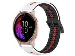 Pulseira Garmin Venu De 20 Mm, Silicone Respirável Tricolor, Branca, Preta E Vermelha., Acabamento Moderno