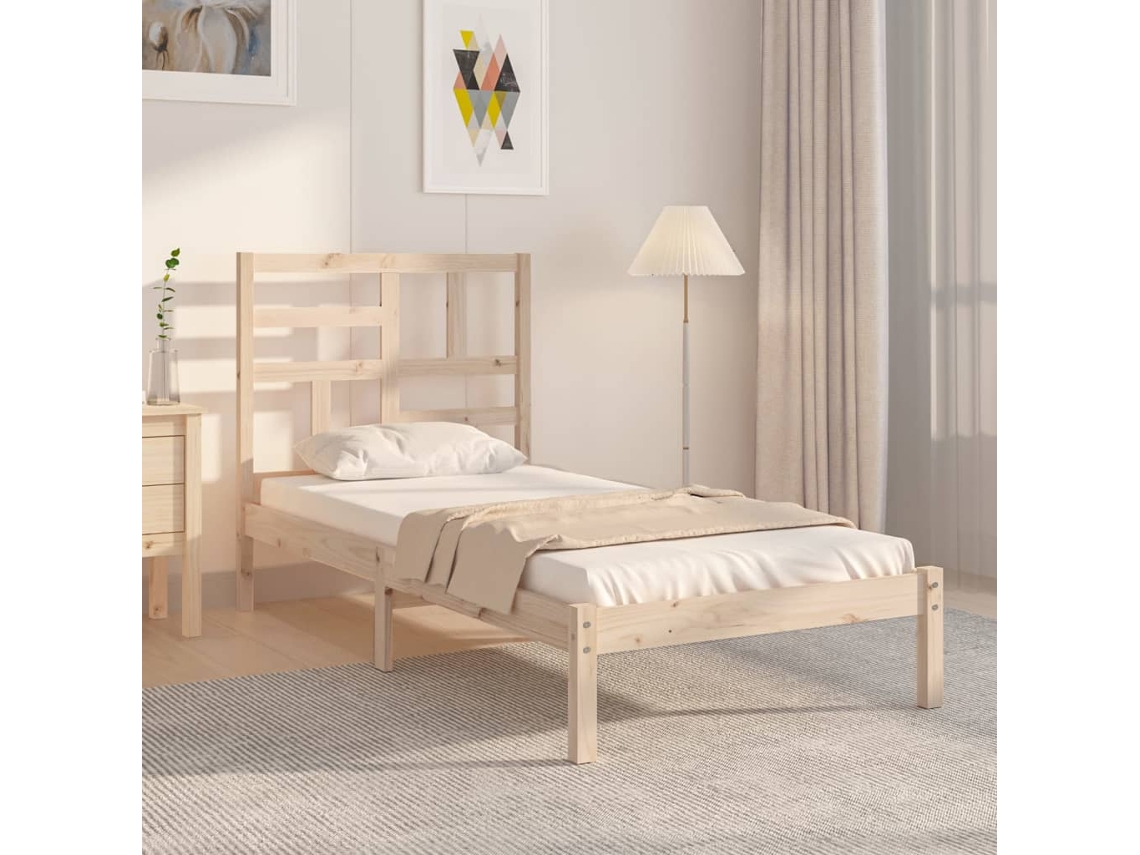 Vidaxl Estrutura De Cama Solteiro 90x190 Cm Madeira Maciça