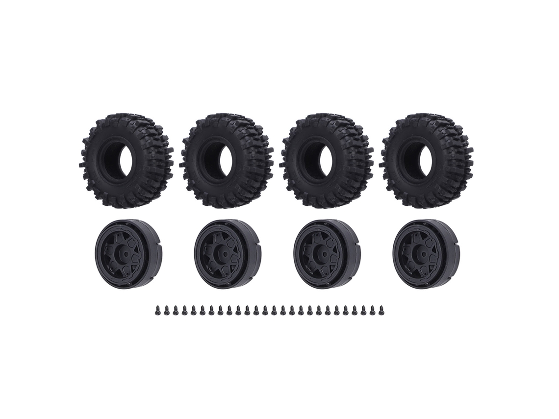 4 Pçs Pneu De Roda Rc Com Cubo De Plástico Aderência Melhor Leve Durável Para Axial Scx24 1/24