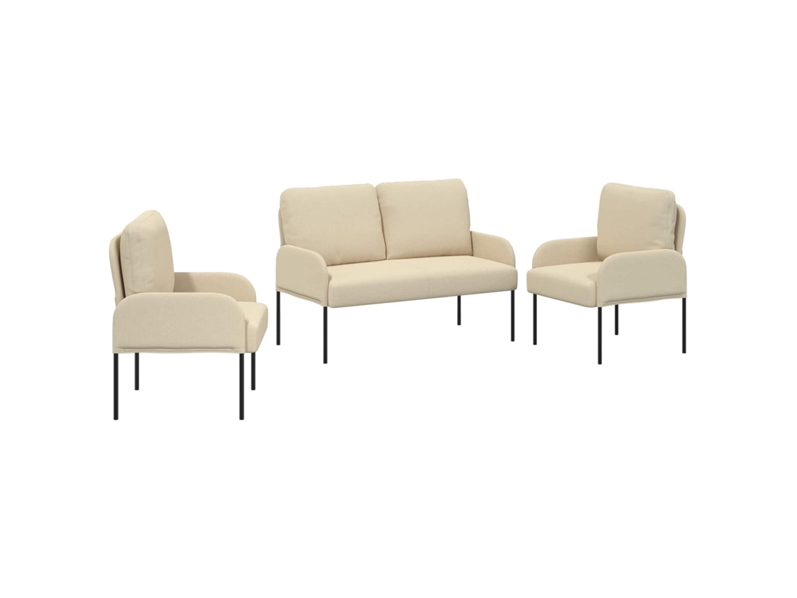 Maison Exclusive - Conjuntos De Sofás 3 Unid. Creme Contraplacado