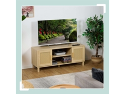 Suporte De Tv Com Design Em Vime E Detalhes Em Rattan