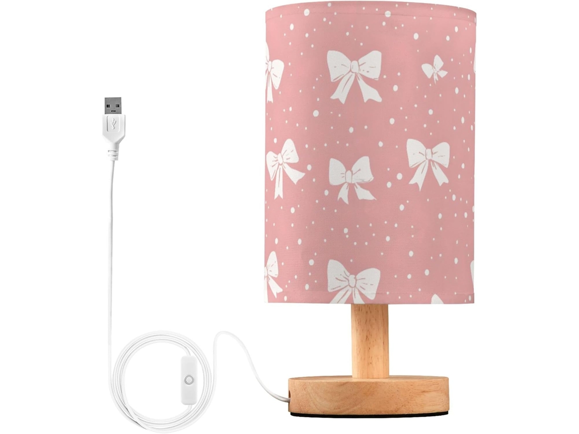 Abajur De Cabeceira Com Laços Brancos E Porta Usb, Sem Necessidade De Lâmpada, Luz Led Quente Para Quarto, Sala De Estar