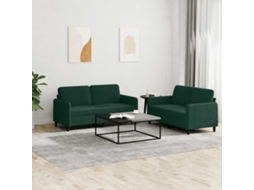 Vidaxl 2 Pcs Conjunto De Sofás Veludo Verde-escuro