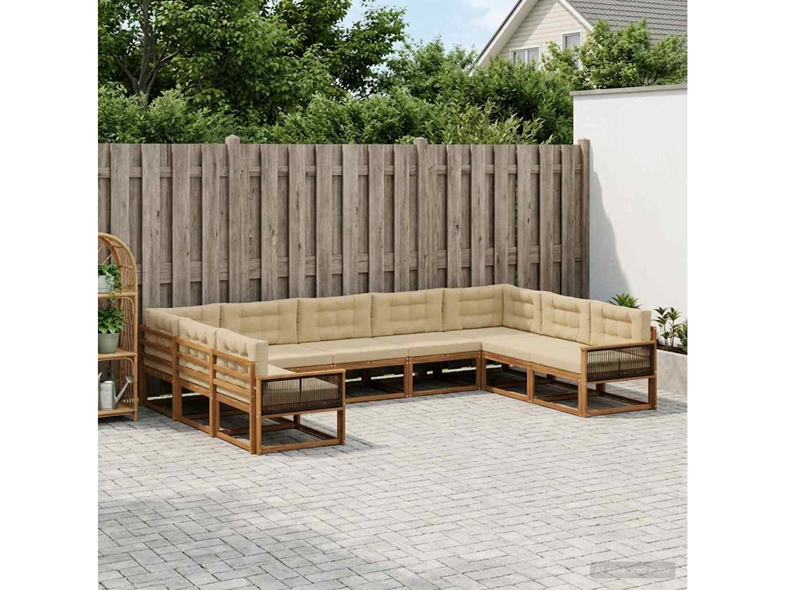 Vidaxl Conjunto De Sofás Para Exterior 9 Unid. Natural E Bege