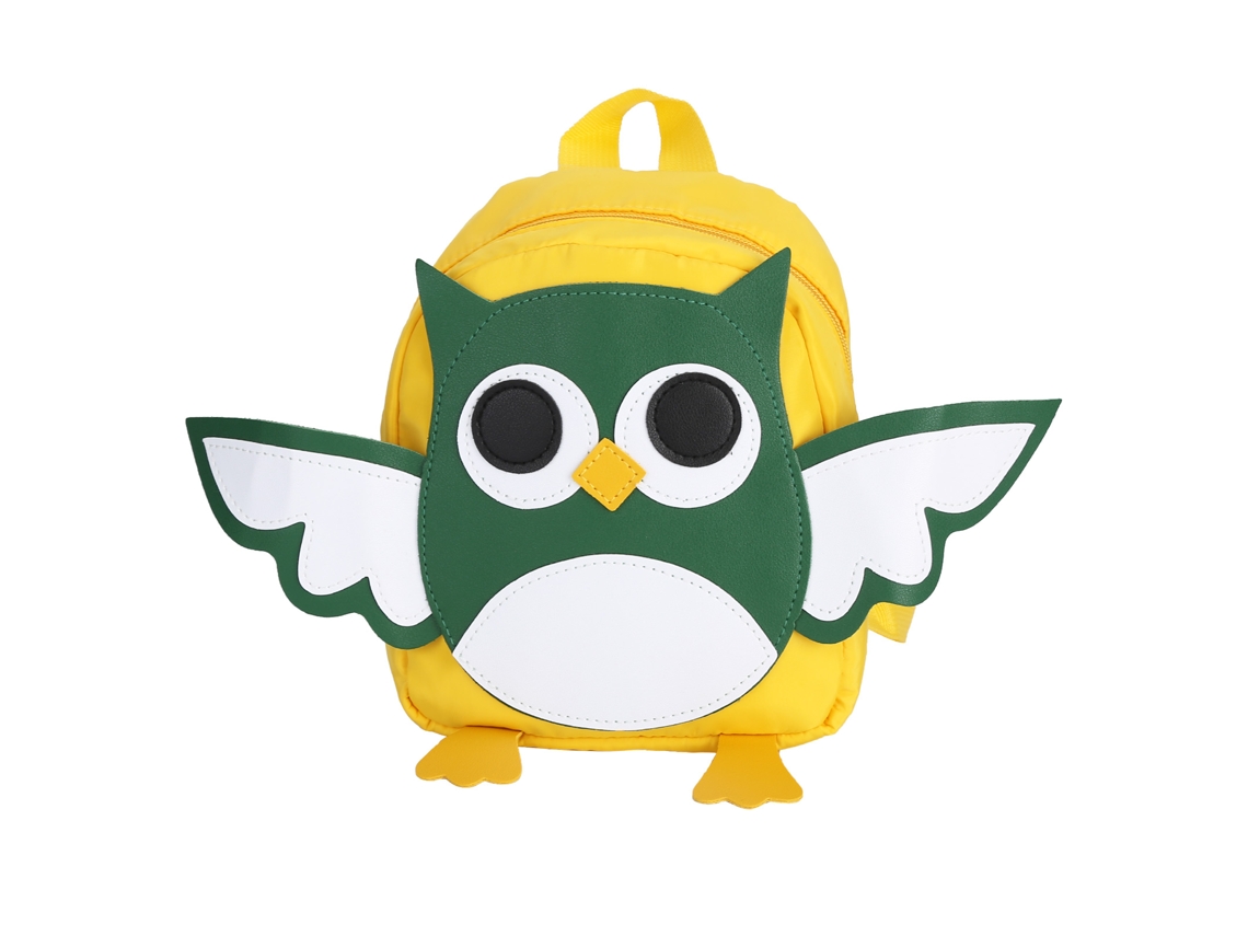 Mali mochila Infantil Preschool com Design de Coruja Cartoon para Crianças 3 Anos+ Amarela