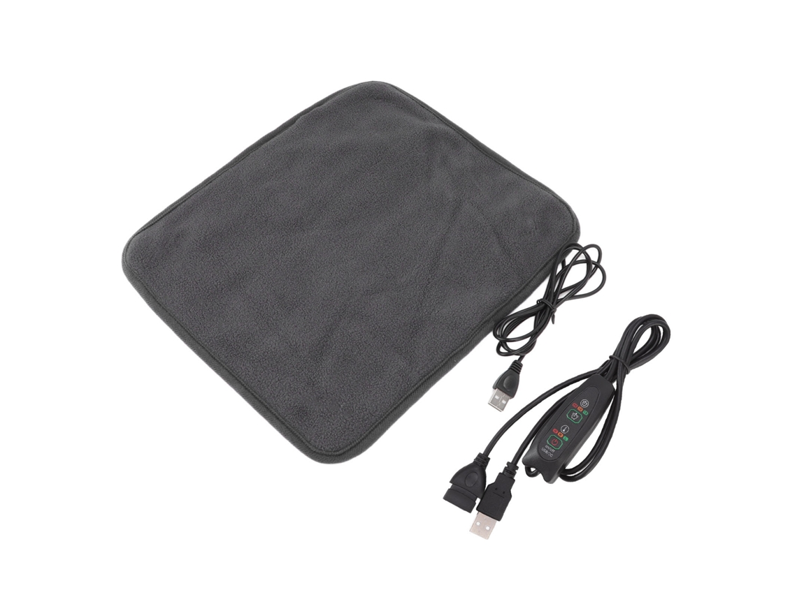 Almofada de aquecimento portátil USB para ombros, pescoço, pernas e cintura com ajuste de temperatura e temporizador - Cinza escuro