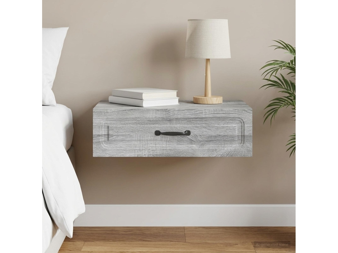 Vidaxl Mesa Lateral De Parede Sonoma Cinzento 59 X 34,5 X 17 Cm