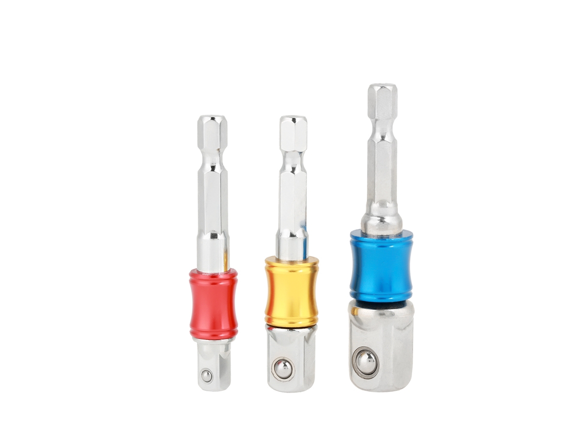 Kit 3 Adaptadores de Soquete para Furadeira Impacto 1/4 3/8 1/2 Polegadas