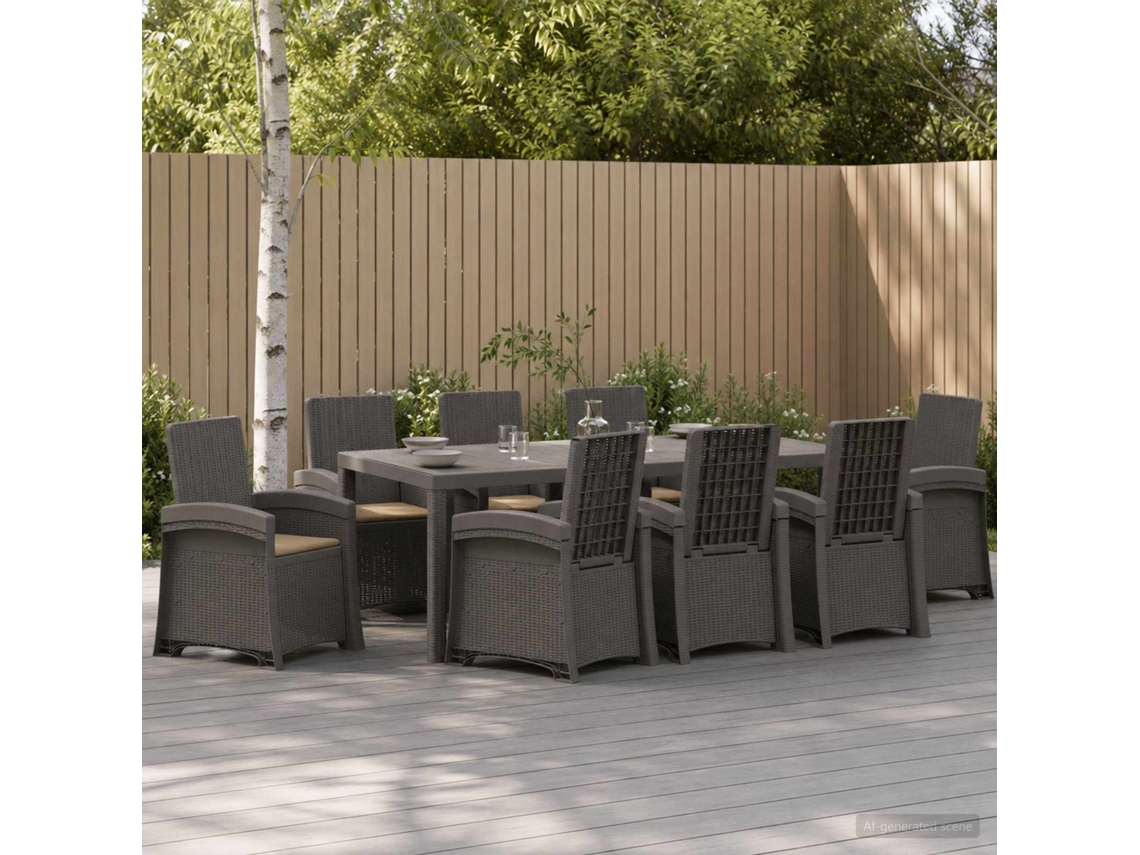 Vidaxl Conjunto De Jantar Para Jardim 9 Unid. Cinza Claro E Taupe Pp