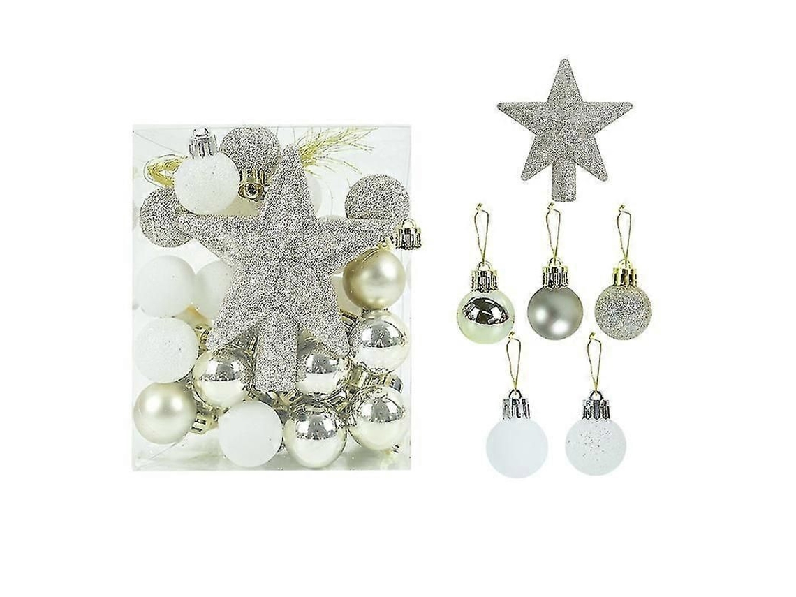 Conjunto De Decoração De Natal: 1 Topo De Estrela (11cm) + 29 Bolas (3.8cm) Em Plástico, 30 Peças, Personalizável F07