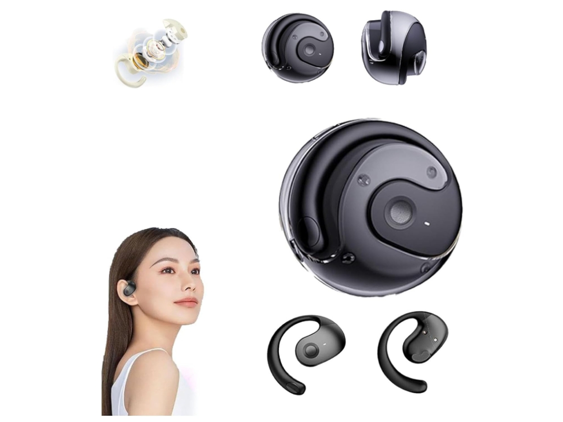 Fone Bluetooth Sem Fio Bola Coco Pequena Estéreo 3D Aberto Preto JIAPEI