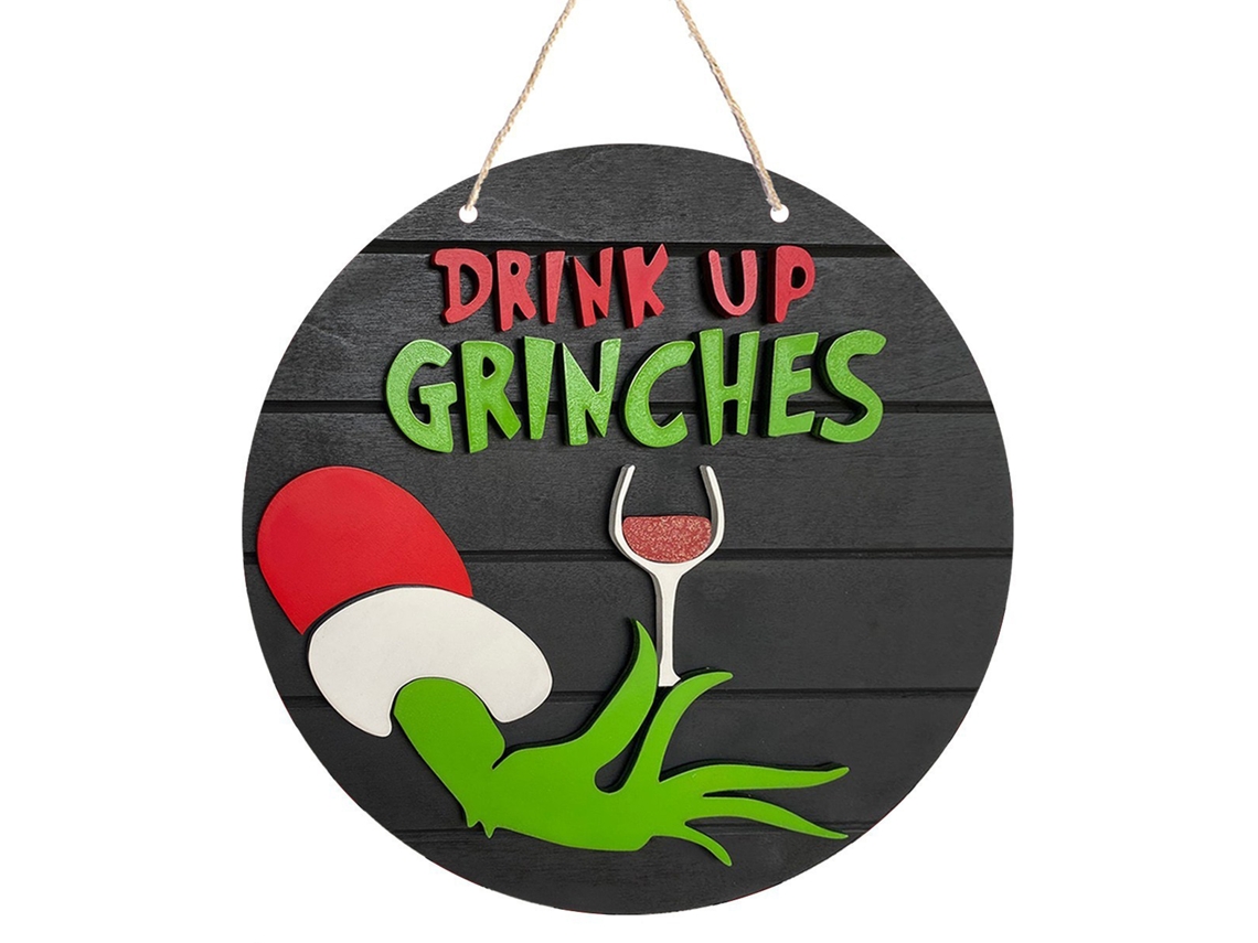 Laxiscreed Placa Decorativa Verde De Monstro De Natal Em Estilo 3d Para Decoração Natalícia