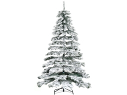 Árvore De Branco Natal Ø140x225cm Neve Artificial Com 1083 Pontas Pvc Base Dobrável E Suporte Metal Decoração Para Interiores Verde