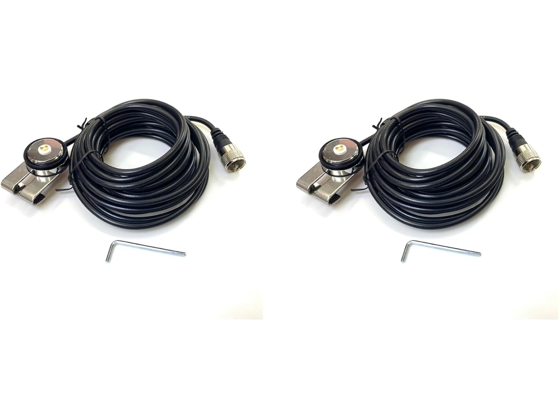 2 Cabos Coaxiais Nmo para Pl259 Rg 58 de 5 M para Antena, com Montagem em Carro. SFUSHOS