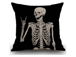 Capinha de almofada de linho e algodão, esqueleto humano, decorativa, 45x45cm, sofá, cama | S/MARCA