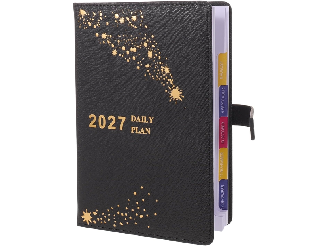 Agenda 2027: Calendário Mensal, Planejador Diário, Caderno Para Estudantes E Profissionais, Preto