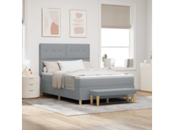 Vidaxl Cama Box Com Cabeceira Cinzento-claro 200 X 160 Cm Tecido