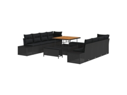 Conjunto De Sofá De Jardim Vidaxl Preto Vime Pe (100 X 100 X 71 Cm)