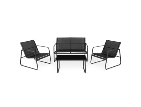 Conjunto de jardim de 4 lugares CAPRI NIGHT, mesa de centro exterior sofá de 2 lugares 2 cadeirões, preto, resistente aos raios UV