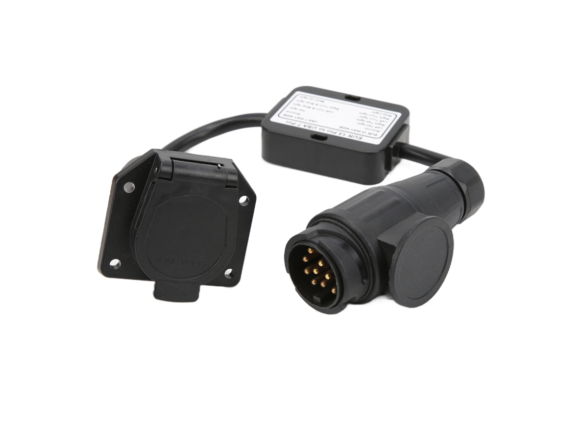Conversor De Conector Redondo Europeu 13 Pinos Para Americano 7 Luzes Reboque