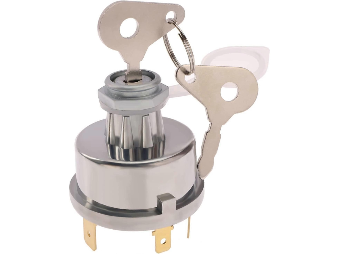 Interruptor de Arranque de 4 Posições, 6 Terminais, 2 Chaves, 12v/24v, Orifício de 15mm para Carros, Tratores e Agricultura | S/MARCA