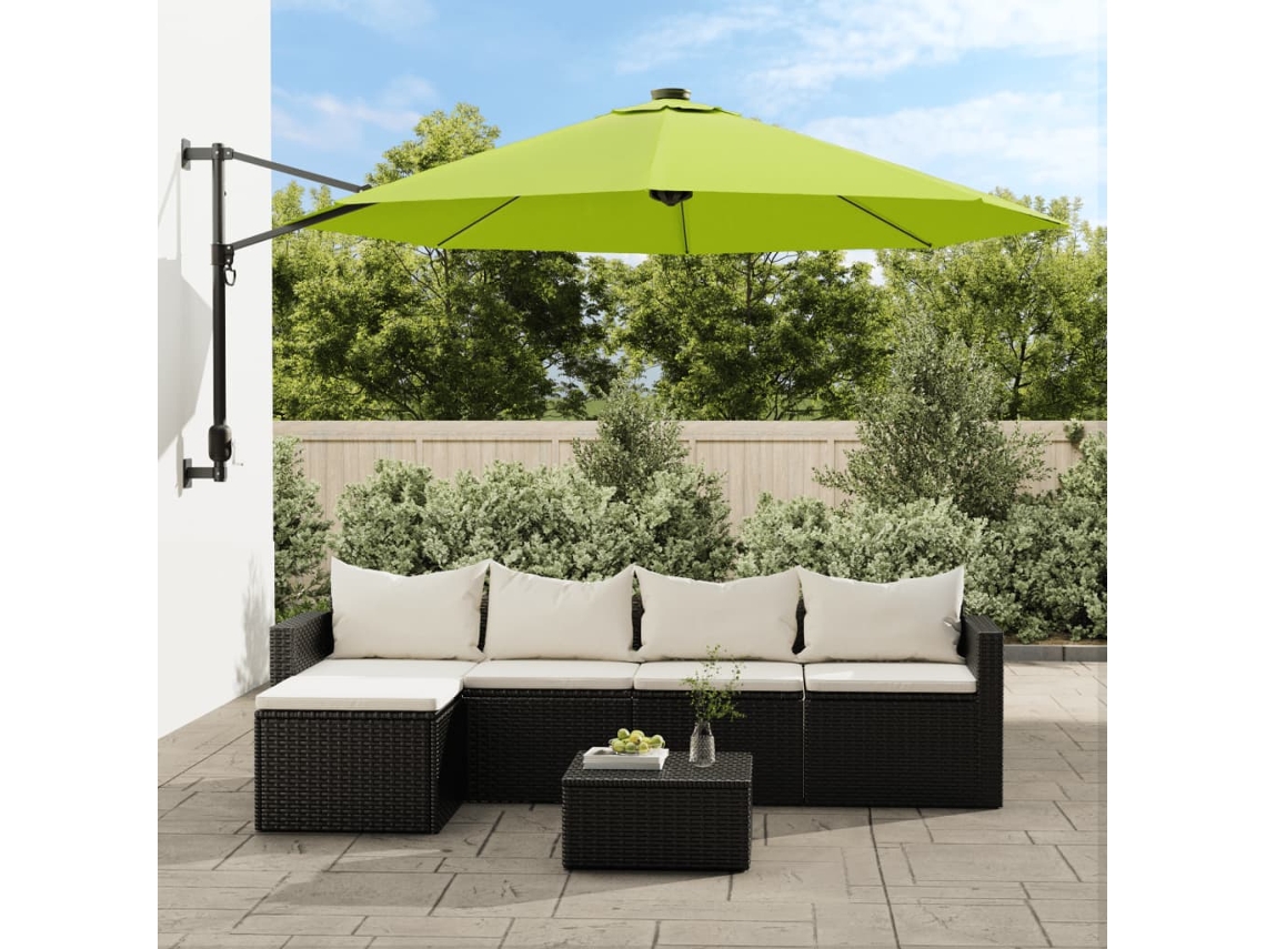 Vidaxl Guarda-sol De Montar Na Parede 290 Cm Verde-maçã