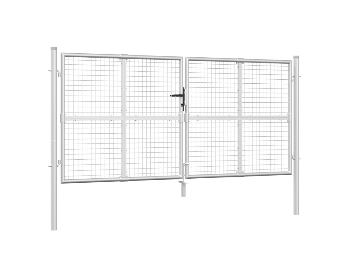 vidaXL Portão de rede para jardim 300x175 cm aço galvanizado prateado