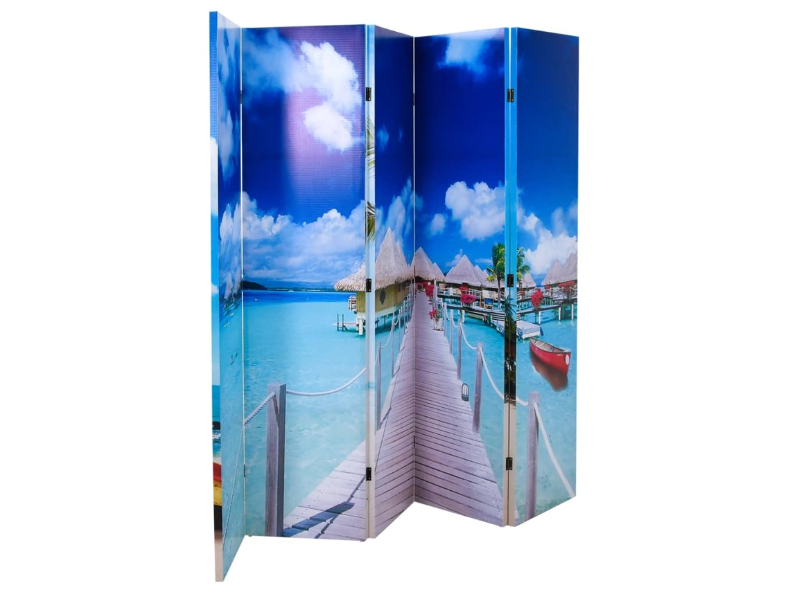 Vidaxl Biombo Dobrável Com Estampa De Praia 200x170 Cm