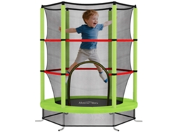Cama Elástica Infantil Trampolim para crianças 3 a 6 anos com rede de segurança carga 45kg Ø140x190cm verde BTFORUS