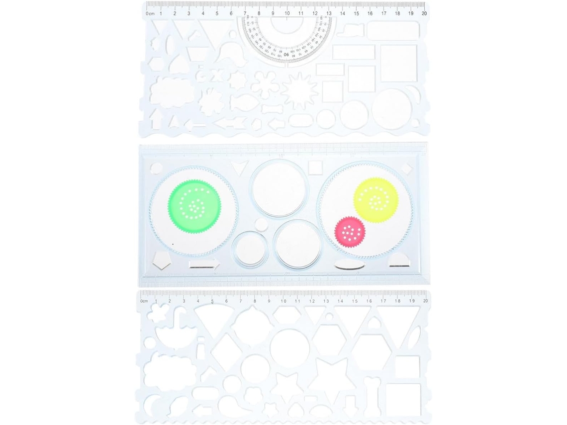 Conjunto De 3 Peças Gabarito Para Desenho Geométrico, Régua Criativa, Material Escolar Para Desenhar Círculos E Padrões