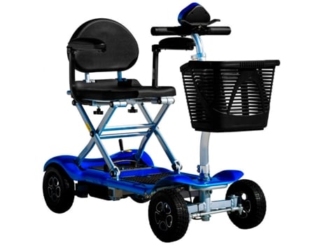 Scooter Elétrica Dobrável Quatro Rodas com Cesto para Objetos