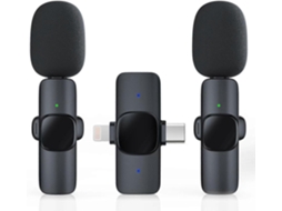 Pacote Com 2 Microfones De Lapela Sem Fio Para Iphone/ Telefone Android, Microfone Usb C Aquaforge