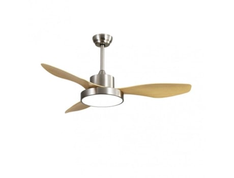 Ventilador Dc Hayate 48W Níquel e Faia 39/54X120X120Cm 3000-4000-6000K com Controle Memória e Temporizador FABRILAMP