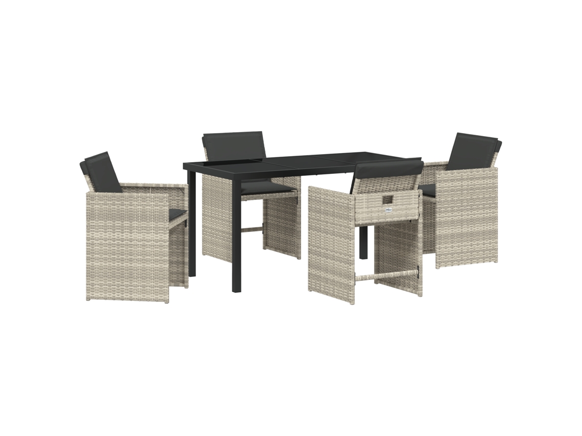 Conjunto 5 Conjunto De Jantar Para Jardim Vidaxl Cinzento-claro Vime Pe (140 X 70 X 73 Cm)