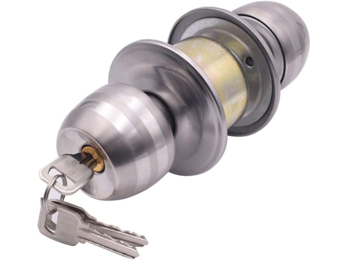 Maçaneta De Porta Em Aço Inoxidável Com Formato Esférico E Distância Entre Centros 60mm Para Uso Interno Quartos