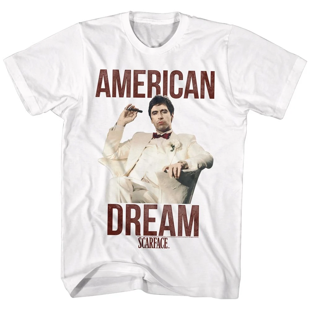 Rockinstone Scarface Movie Americandream White Adult T-shirt Size:xxl