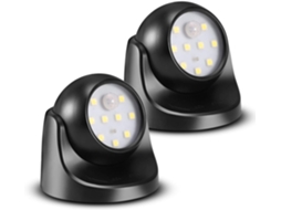 Luminária de Parede Led com Sensor de Movimento, Funciona a Bateria e É À Prova D'água BRILVIBERA (pacote com 2, Branco Frio)