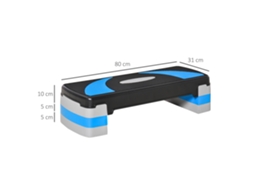 Step Aeróbico com 3 Alturas (10/15/20cm), Suporta até 150kg, Azul Claro 80x31cm, Para Treinamento em Ambientes Internos e Externos.