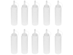 2026 10 Garrafas de Pressão 8oz 230ml Sem Vazamentos, Plástico Pe Transparente Sem Bpa para Molhos e Líquidos