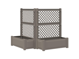 Vidaxl Grande Jardineira Com Treliça 2 Unid. Pp Cinzento
