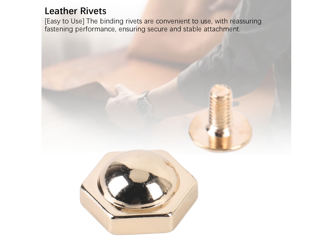 50 Peças De Rebites Hexagonais De Liga De Zinco 12mm Para Couro Cintos Bolsas Roupas Ouro Claro