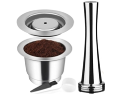 Pack Cápsula Aço Inox Reutilizável e Compactador para Nespresso Inissia