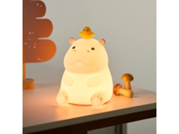 Abajur Fofo em Formato de Hipopótamo, Luminária em Silicone, Recarregável, com Dois Níveis de Intensidade Luz BRILVIBERA